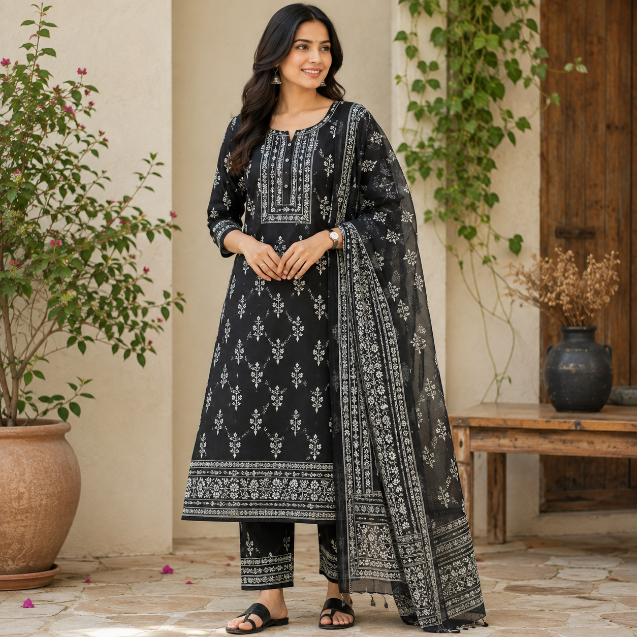 Cotton Kota Black Print Dress